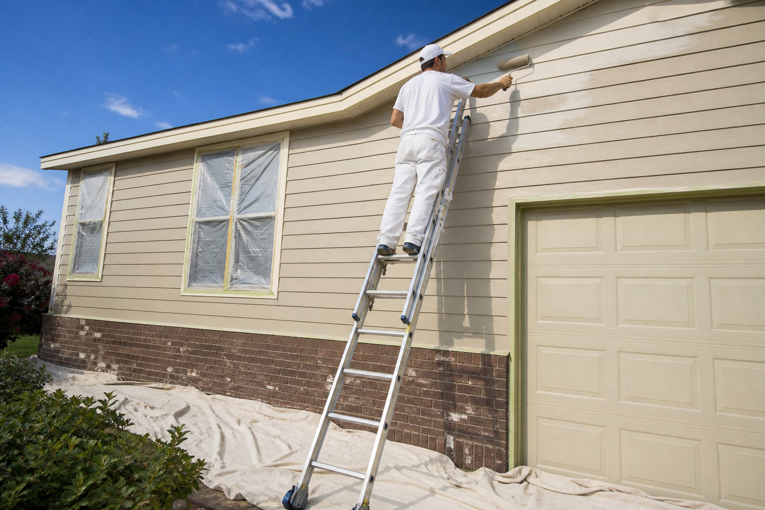 Exterior house painting on a ranch home by a painter in Grand Island, Nebraska Exterior house painting on a ranch home by a painter in Grand Island, Nebraska